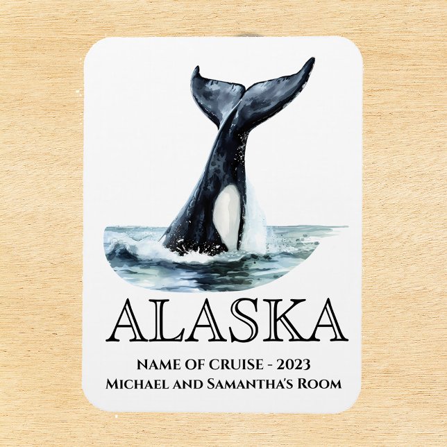 Imán Crucero de Alaska Crucero Orca cola Acuarela  (Subido por el creador)