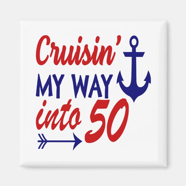 Imán Crucero de cumpleaños número 50 (Frente)