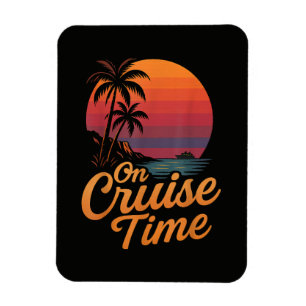 Imán Crucero de puesta de sol con palmeras tropicales d