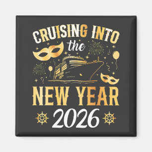 Imán Crucero hacia el Año Nuevo 2026 Cuadrado