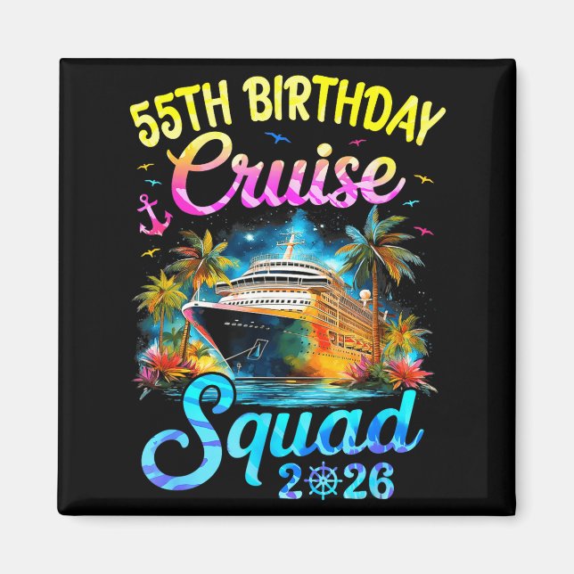 Imán Crucero Mínimo Cumpleaños 55 Squad 2026 (Frente)