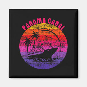 Imán Crucero por el Canal de Panamá Atardecer Retro Reu