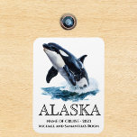 Imán Cruceros Alaska Cruise Orca Saltar Agua<br><div class="desc">Este diseño puede ser personalizado en el área proporcionada cambiando la foto y/o el texto. O puede personalizarse haciendo clic en Personalizar esta plantilla y, a continuación, eligiendo la opción de hacer clic en el personalizar y eliminando o cambiando el color del fondo, agregando texto, cambiando el color o estilo...</div>