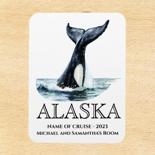 Imán Cruceros Alaska Cruise Orca tail Watercolor