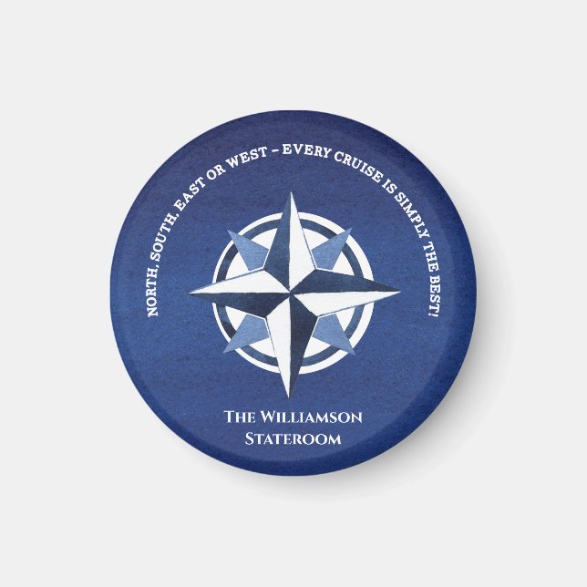 Imán Cruceros Nautical Blue Compass Door Marker (Frente)
