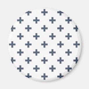 Imán cruces Azul-grises de la polca en blanco