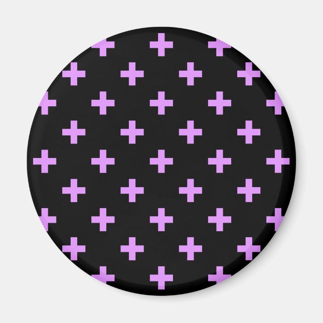 Imán Cruces de Lilac Polka sobre negro (Frente)