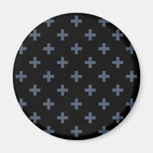 Imán Cruces de polka azul-gris sobre negro