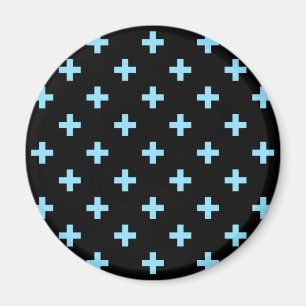 Imán Cruces de polka azul sobre negro