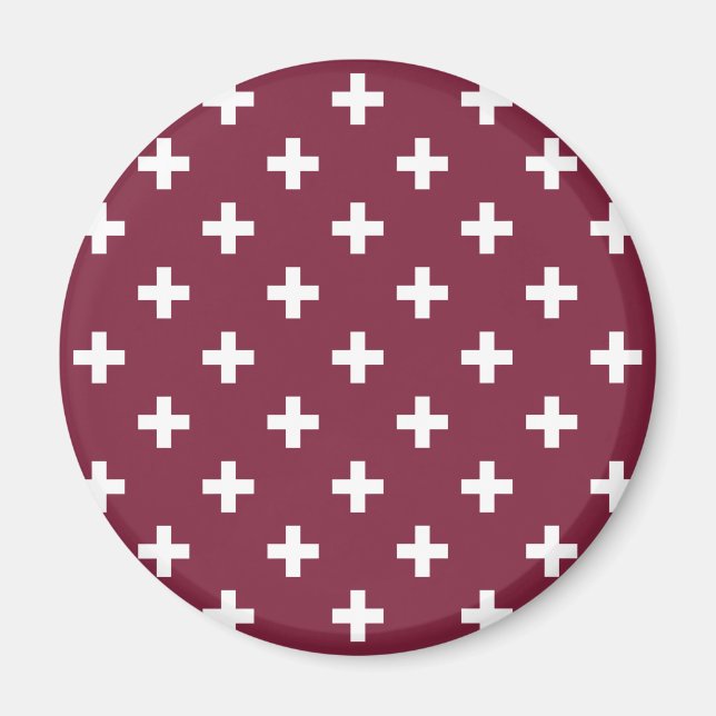 Imán Cruces de polka blanca sobre morera (Frente)