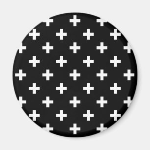 Imán Cruces de polka blanca sobre negro