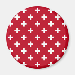 Imán Cruces de polka blanca sobre rojo