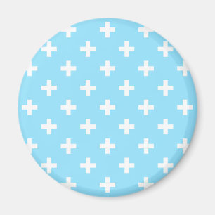 Imán Cruces de polka blanco sobre azul bebé