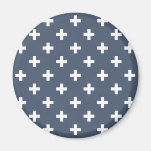 Imán Cruces de polka blanco sobre gris azul