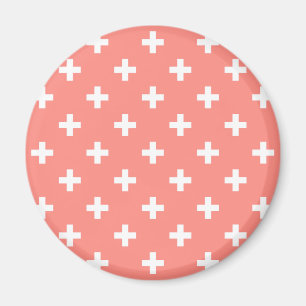 Imán Cruces de polka blanco sobre melocotón
