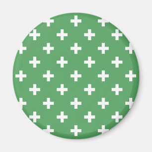 Imán Cruces de polka blanco sobre verde
