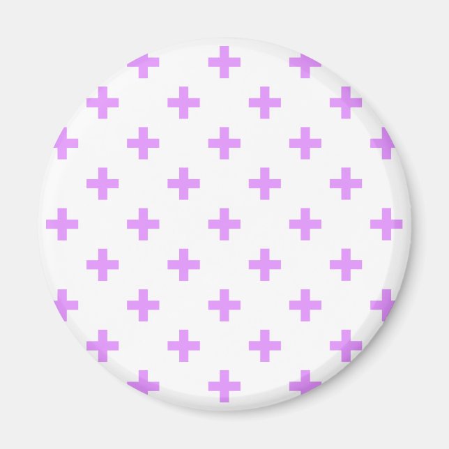 Imán Cruces de polka de Lilac sobre blanco (Frente)