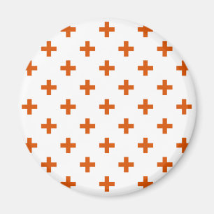 Imán Cruces de polka naranja sobre blanco