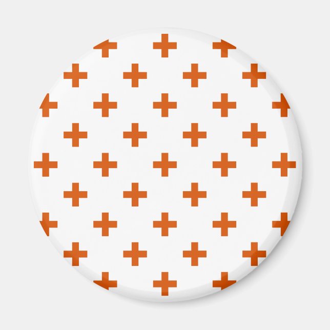 Imán Cruces de polka naranja sobre blanco (Frente)