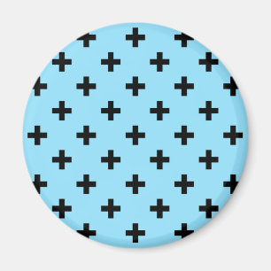 Imán Cruces de polka negra en azul bebé