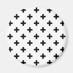 Imán Cruces de polka negra sobre blanco