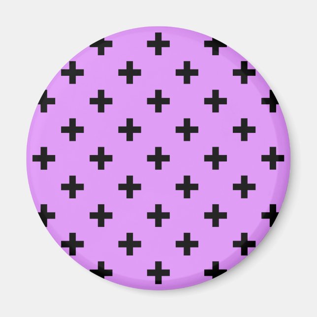 Imán Cruces de polka negra sobre lila (Frente)
