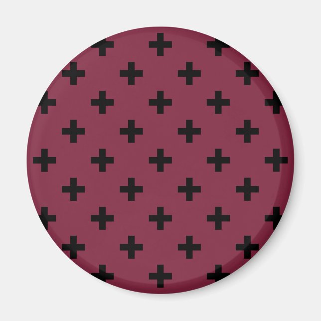 Imán Cruces de polka negra sobre morera (Frente)