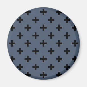 Imán Cruces de polka negro sobre gris azul