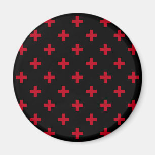 Imán Cruces de polka roja sobre negro
