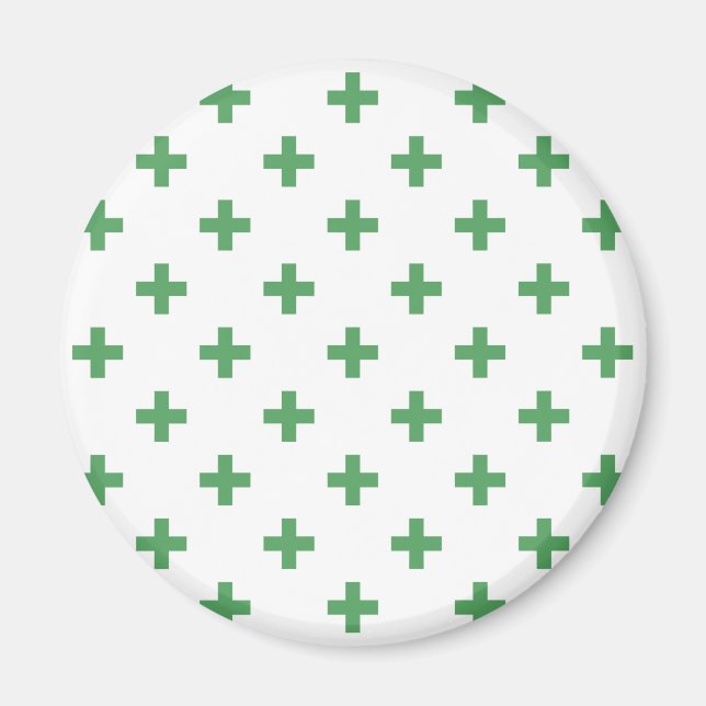 Imán Cruces de polka verde sobre blanco (Frente)