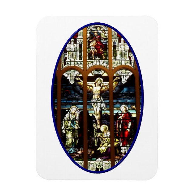Imán Crucifixión de la ventana de vidrio manchada de Je (Vertical)