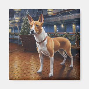 Imán Cruise de Navidades de Basenji: Atractiva fiesta