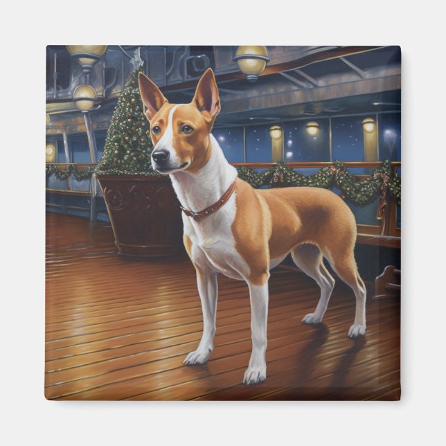 Imán Cruise de Navidades de Basenji: Atractiva fiesta (Frente)