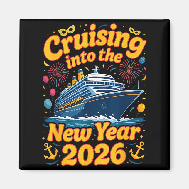 Imán Cruise Into The New Year 2026 Crew Squad Family Ma (Frente)
