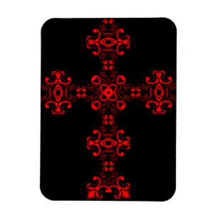 Imán Cruz con ornamento rojo