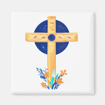 Cruz cristiana con flores