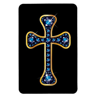 Imán Cruz cristiana con piedras de "zafiro"