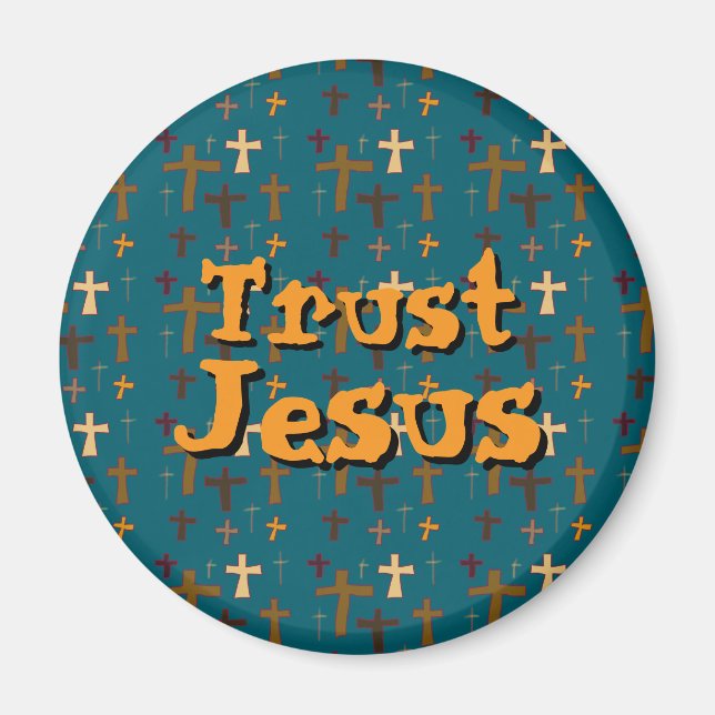 Imán Cruz cristiana “Confía en Jesús” verde dorado (Frente)