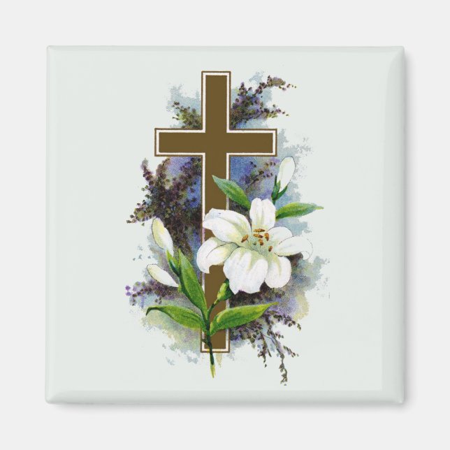 Imán Cruz cristiana dorada (Frente)