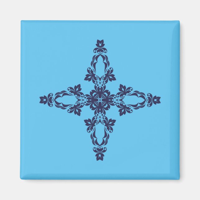 Imán Cruz Cristiana en Arte Azul Celeste (Frente)