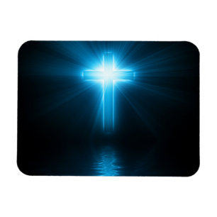 Imán Cruz cristiana en luz azul