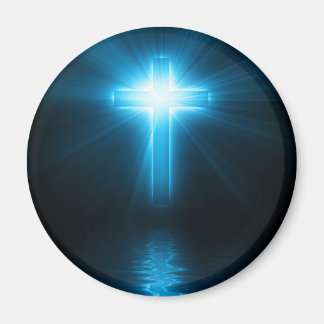 Imán Cruz cristiana en luz azul