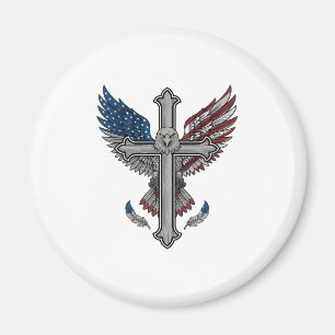 Imán Cruz de águila patriótica grabado vintage vector d