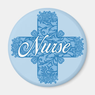 Imán Cruz de Enfermera Azul de Encaje