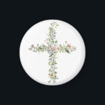 Imán Cruz de flor silvestre pradera Cristiano religioso<br><div class="desc">Cruz de flor silvestre pradera Cristiano religioso</div>