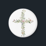 Imán Cruz de flor silvestre pradera Cristiano religioso<br><div class="desc">Cruz de flor silvestre pradera Cristiano religioso</div>