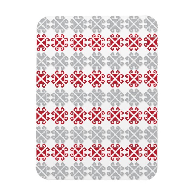 Imán Cruz de la luna roja y gris letona (Vertical)