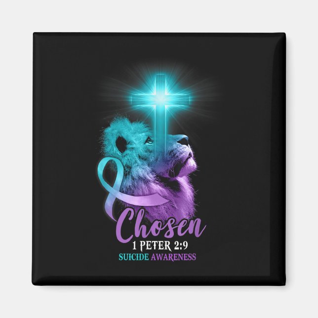 Imán Cruz de León Cristiano Versículo de la Biblia Reli (Frente)