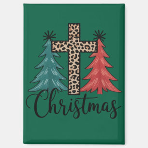 Imán Cruz de leopardo árboles de Navidad cristianos 