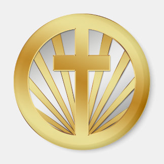 IMÁN CRUZ DE ORO Y PLATA